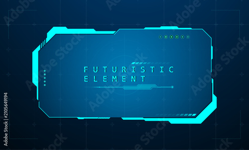 Futuristic HUD screen Element or Technology Box Blue Interface Sci-fi. Vector Illustration