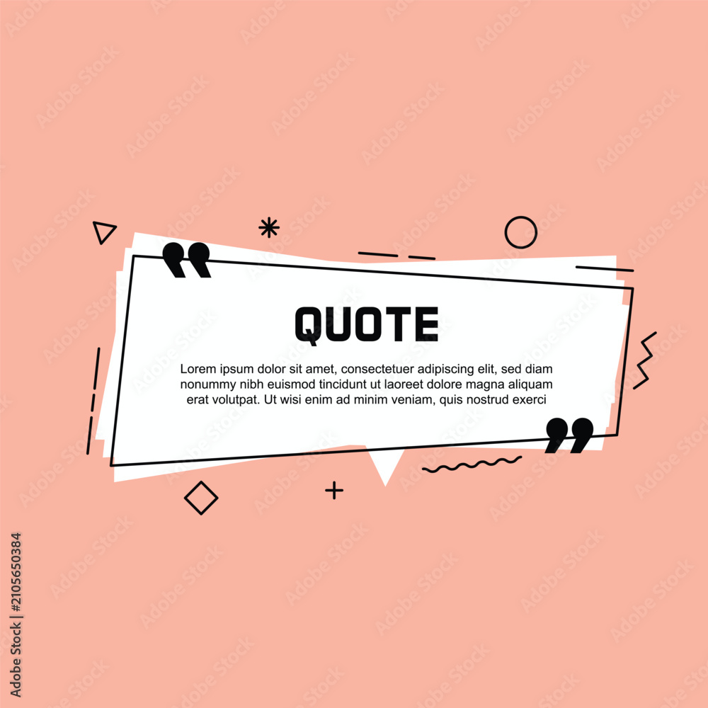 Obraz premium Modern quote frame with memphis style elements on light background. Ideal for blog snippets or inspirational text.