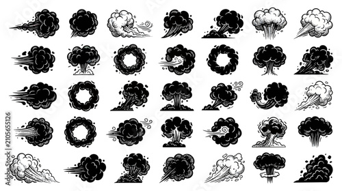 Bilde på lerret Explosion Cloud Illustrations Set