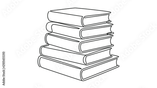 Stack of Books Line Art Illustration