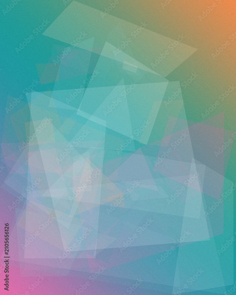 Fototapeta premium Abstract geometric shapes in teal, cyan, and pink gradient create a modern, calm tech-like backdrop, ideal for websites, presentations, and flyers with copy space.