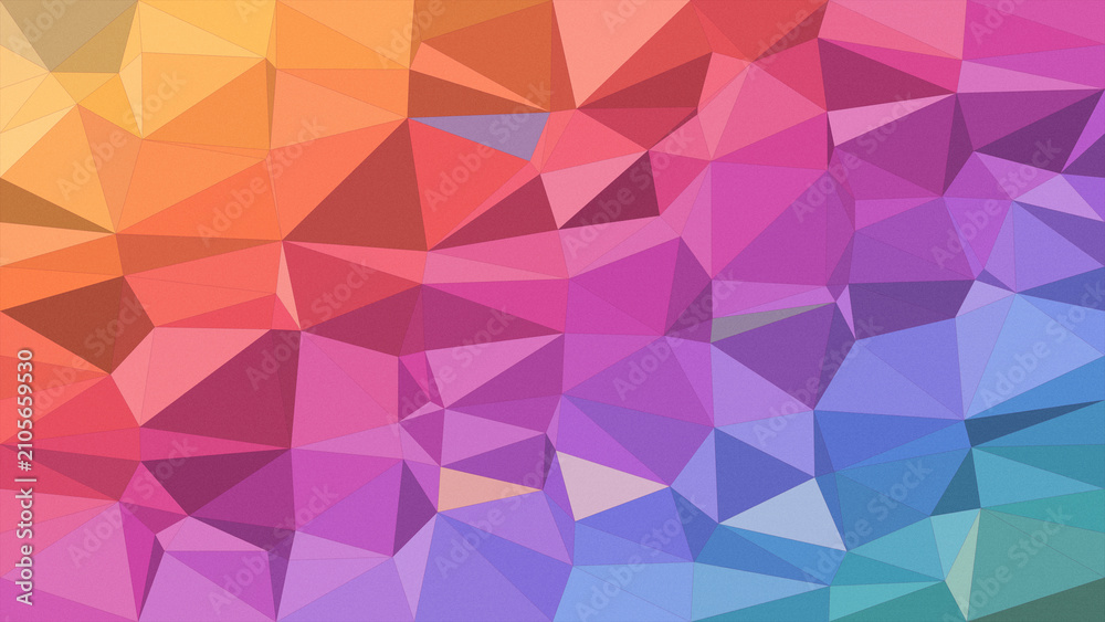 Obraz premium Abstract geometric polygon background with vivid pink, purple, and orange facets, creating an energetic modern mood for branding, web design, and presentations.
