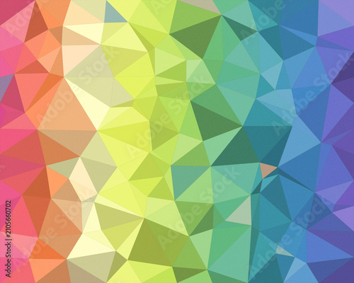 Vibrant low-poly geometric pattern blends rainbow gradients from pink to blue and green, creating a modern, energetic backdrop for creative and tech designs.