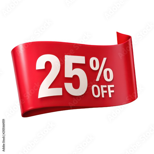Discount banner with 25 percent off in red