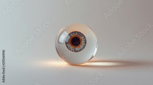 A Clear Glass Sphere Containing A Detailed Human Iris And Pupil Centered On A Neutral Surface With Soft Under Lighting