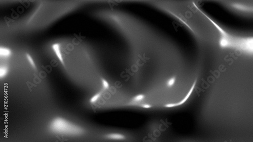 Luxury abstract black liquid plastic background with glossy metallic reflections and smooth volumetric waves