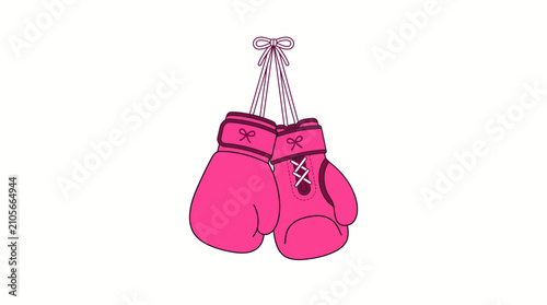 Pink boxing gloves fighting breast cancer awareness symbol