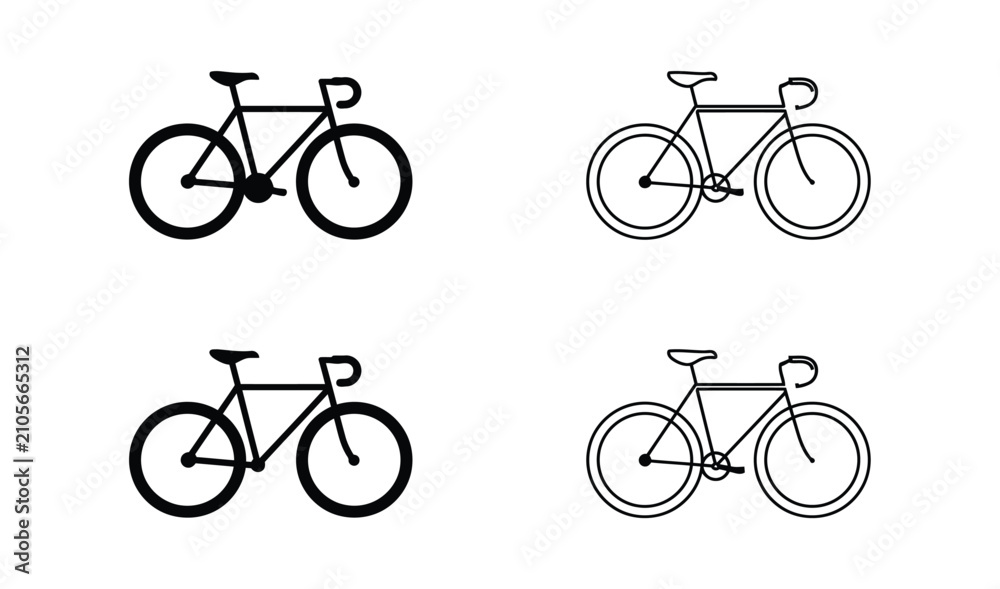 Obraz premium Bicycle icon vector minimalist transport transportation black