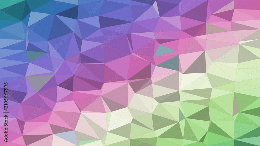 Fototapeta premium Colorful abstract polygon background with faceted low-poly shapes in purple, pink, blue and green, creating a modern geometric backdrop with versatile copy space.