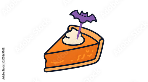Slice of Pumpkin Pie with Bat Topper