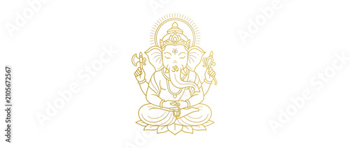 Fotografía Golden Deity Outline Sitting on Lotus Flower
