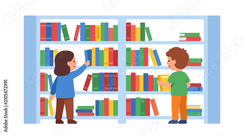 Foto Children Choosing Books at the Library
