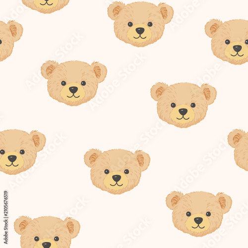 seamless pattern teddy bear head pattern isolated white background 