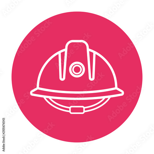 Hard hat icon in pink circle construction safety symbol