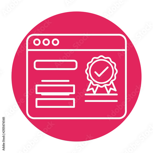 Website Certificate Icon Representing Online Security and Verified Digital Content