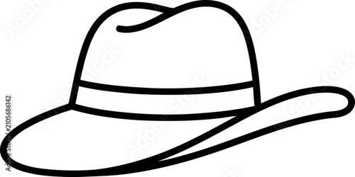 Obraz na płótnie Minimalist Fedora Hat Icon, Outline Drawing, Simple Vector Art