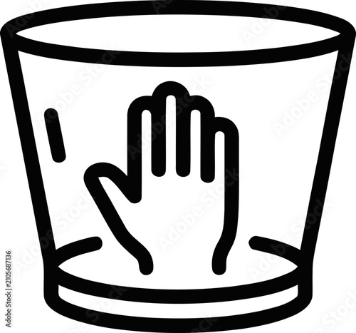 Fotografía Hand trapped inside transparent glass, representing confinement, struggle, and isolation