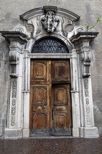 Portal of the Parish Church of St. Michael the Archangel in Bressanone, South Tyrol, Italy
