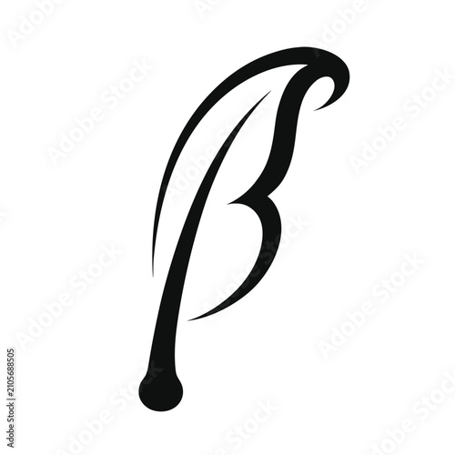 Black Ink Pen with Bird and Feather Silhouette Vector Illustration Icon Design Collection for Logo Tattoo and Creative Graphic Art