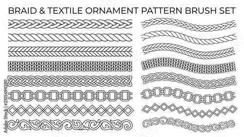 Ornate Textile Braids and Patterns Vector Brushes