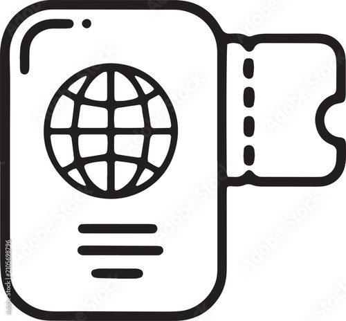 Passport and Boarding Pass Ticket Line Art Icon