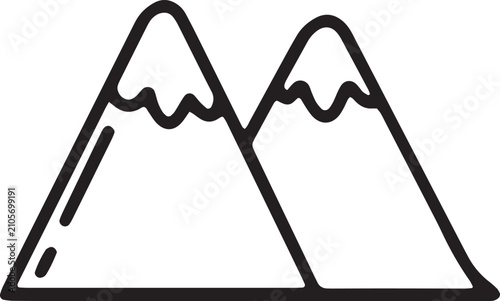 Snow-Capped Mountain Peaks Landscape Line Art Icon