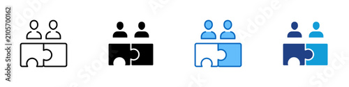 Cuadro en lienzo Team Partnership Fit Multiple Style Icon Design Vector - Two people above interl