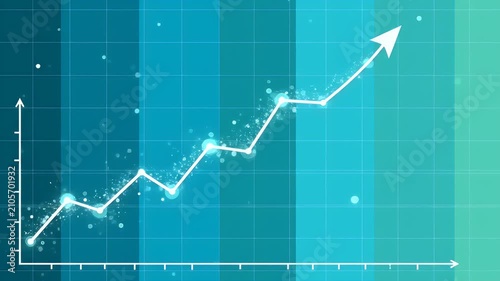 Bright Rising Financial Growth Graph Showing Corporate Success and Positive Economic Trends on a Blue Gradient Background
