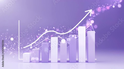 Purple Business Growth Bar Chart Illustration Showing Upward Financial Success Trend