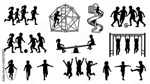 Cuadro en lienzo Children Playing on Playground Equipment