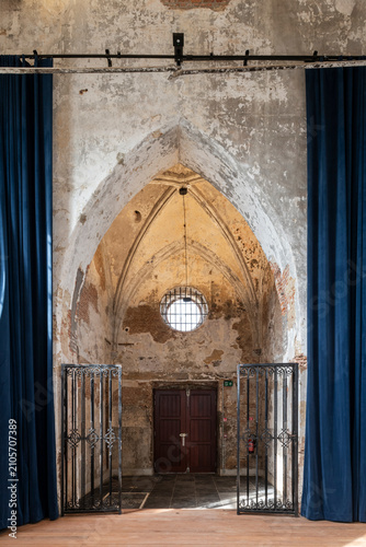 open curtain in church