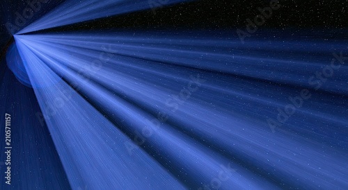 Deep space phenomena with brilliant blue energy beams radiating outward