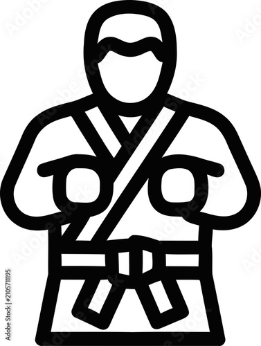 Canvastavla Martial Arts Silhouette Icon: Karateka in Stance