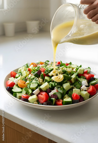 Greek salad with dressing p...