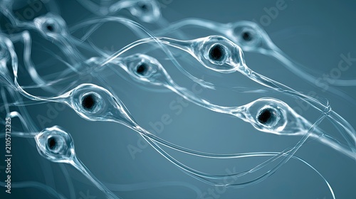 Microscopic view of interconnected biological cells with intricate branching structures