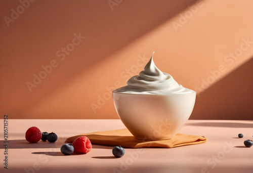 Bowl of creamy yogurt with ...