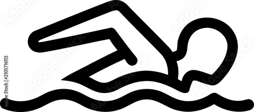 Photography Stylized swimmer icon doing freestyle stroke in wavy water