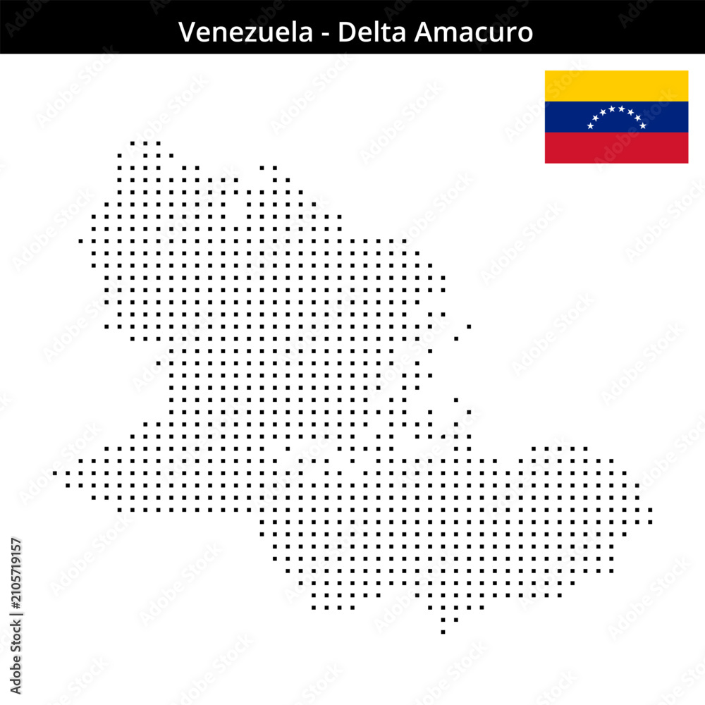 Fototapeta premium Map of Venezuela region Delta-Amacuro in small size square dots