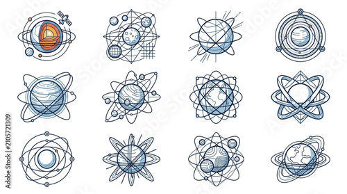Foto Abstract Atomic and Molecular Structure Illustrations.