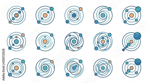 Bild auf Leinwand Abstract Atomic Particle Orbit Design Collection.