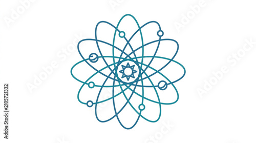 Cuadro en lienzo Abstract Atomic Structure Design with Orbiting Electrons.
