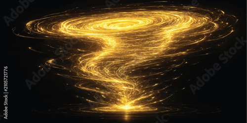 Fotografija Abstract golden energy tornado or glowing vortex with abstract particles rotatio