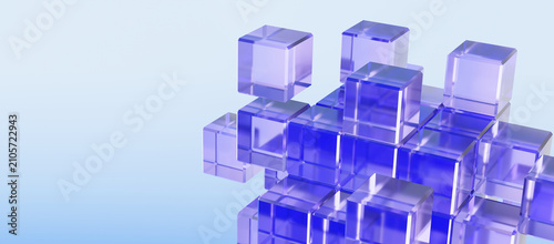 Canvas Print Glossy glass cover modern cube big data abstract futuristic background