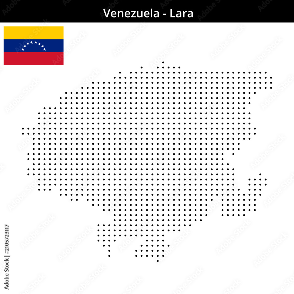 Fototapeta premium Map of Venezuela region Lara in small size dots