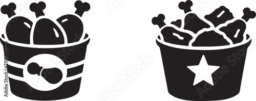 Quadro su tela Fried chicken icons vector for fast food, crispy meals, restaurant menus and tak