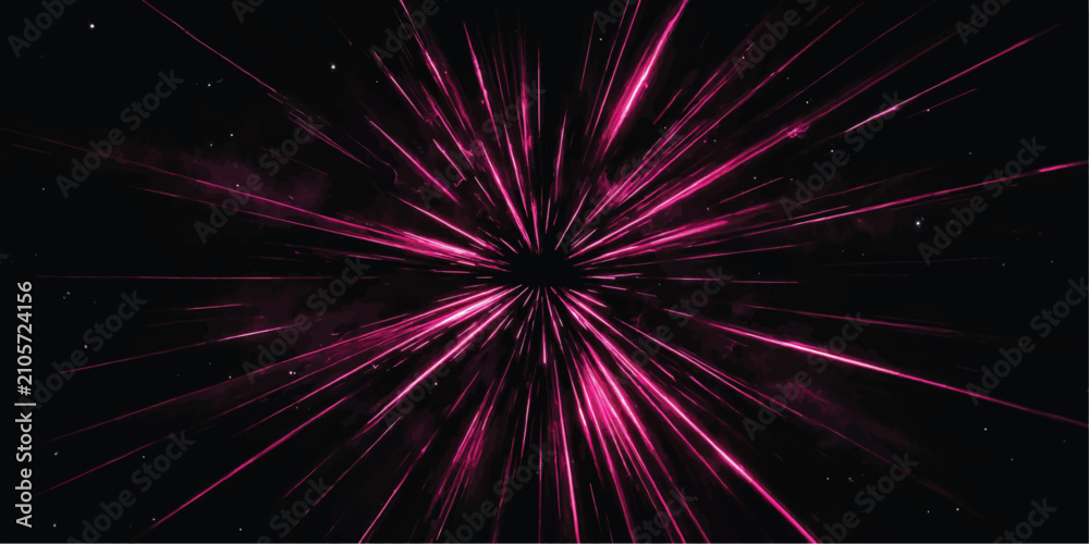 Fototapeta premium Abstract red and pink light rays bursting from dark center with abstract background explosion wallpaper projection illumination creative