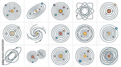 Foto Abstract Spiral and Circular Line Art Patterns Collection.