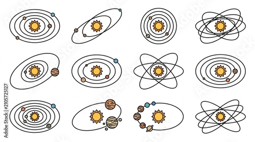 Fotografie Atomic and Molecular Orbitals Scientific Illustration Set.