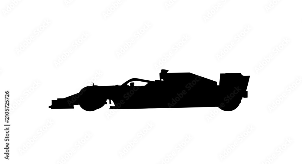 Obraz premium Formula one racing car side view black silhouette