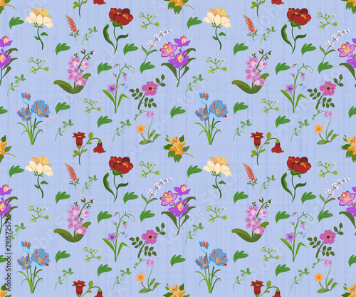 Seamless floral art for all occasions. Abstract, ethnic styles, blue background, seamless floral patterns. Suitable for textiles, pillows, curtains, clothing, vector images, background images.